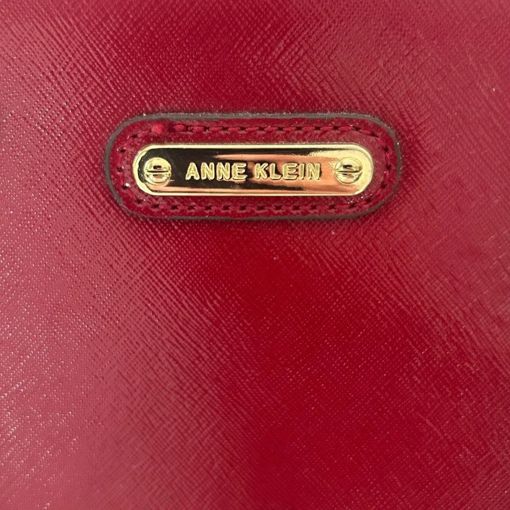 Anne Klein Dome Satchel Large Red Saffiano Crossbody Bag